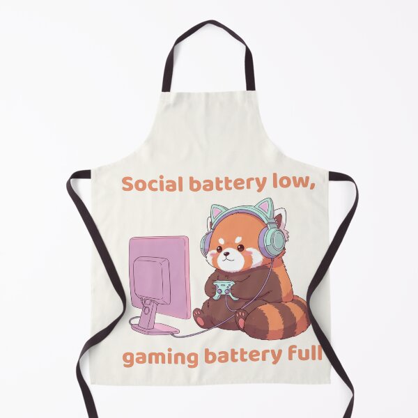 Item preview, Social Battery Low Gaming Battery Full – Cute Red Panda Gamer designed and sold by soletstudio.