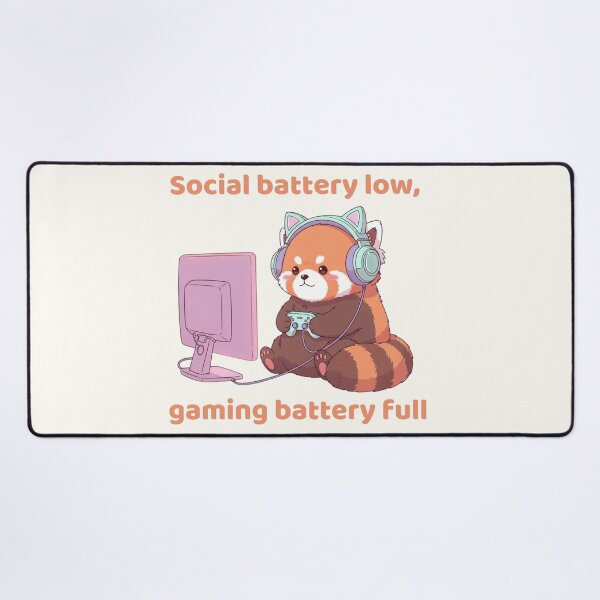 Item preview, Social Battery Low Gaming Battery Full – Cute Red Panda Gamer designed and sold by soletstudio.