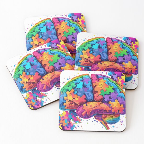 Item preview, A colorful abstract brain illustration with rainbow fractals and puzzle-like shapes designed and sold by Artshopprivate.