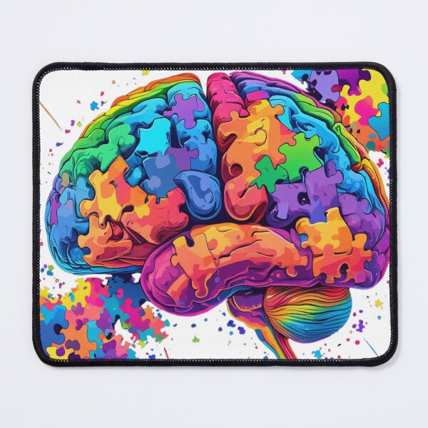 Item preview, A colorful abstract brain illustration with rainbow fractals and puzzle-like shapes designed and sold by Artshopprivate.