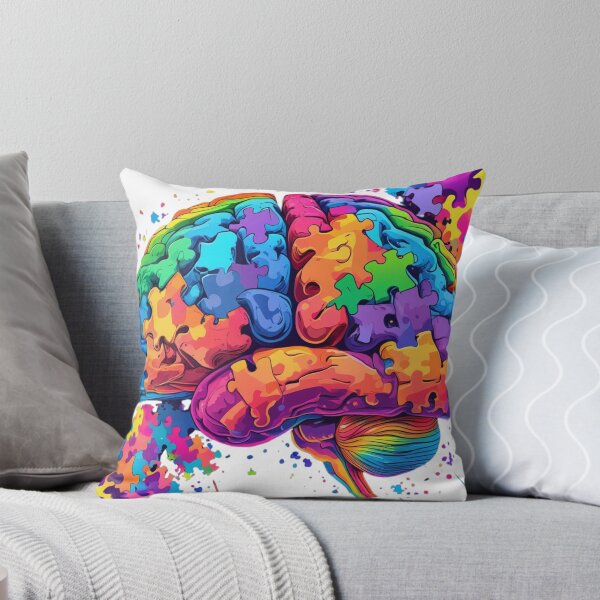 Item preview, A colorful abstract brain illustration with rainbow fractals and puzzle-like shapes designed and sold by Artshopprivate.
