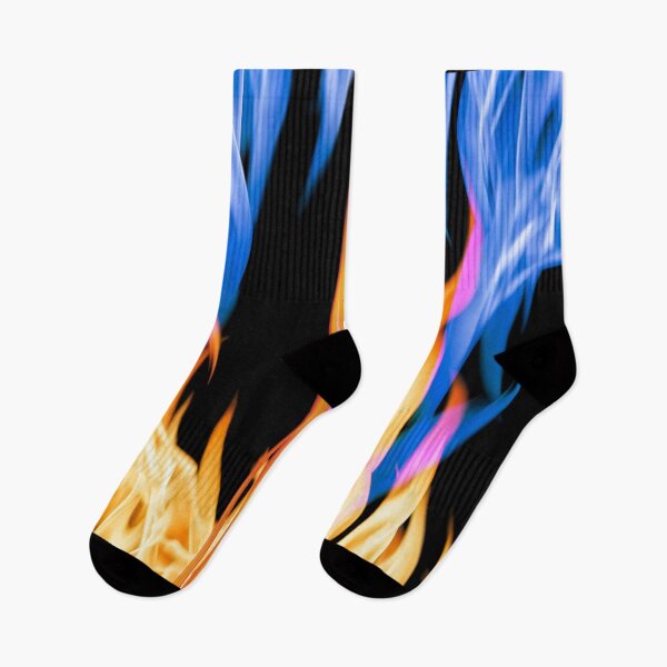 Item preview, Blue and Orange Flame Socks designed and sold by Nuniver.