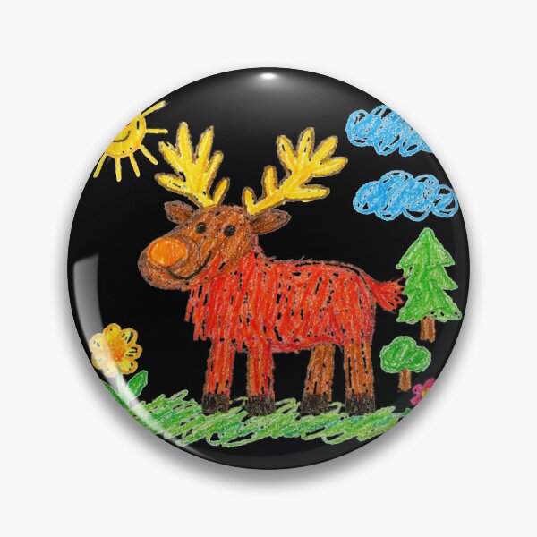Item preview, Vibrant Red Highland Stag and Smiling Sun Scottish Crayon Art designed and sold by Loom on the Loch.