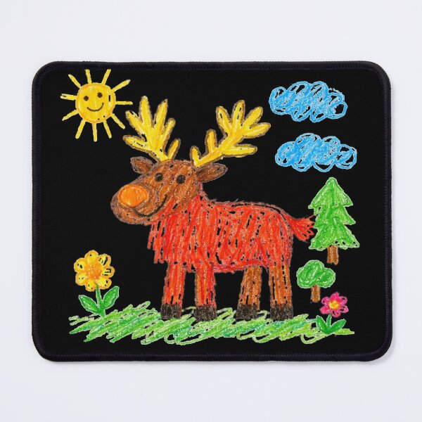 Item preview, Vibrant Red Highland Stag and Smiling Sun Scottish Crayon Art designed and sold by Loom on the Loch.