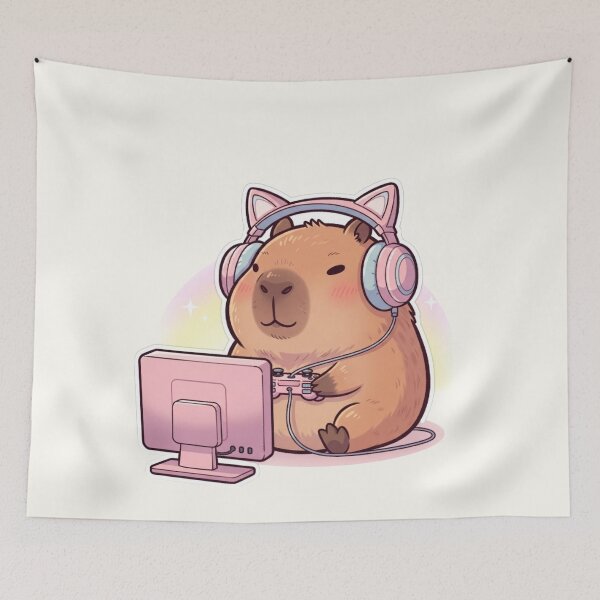 Item preview, Cozy Gamer Capybara Kawaii – Cute Pink Gaming Aesthetic Design designed and sold by soletstudio.