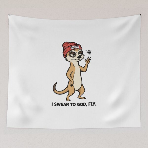 Item preview, Funny Angry Meerkat vs Fly - Retro 90s Cartoon - Maxi Boom designed and sold by mAXiBoOM.