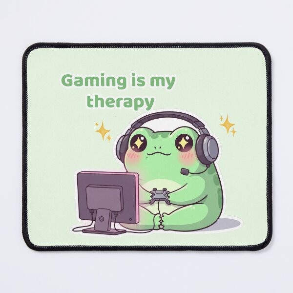 Item preview, Cute Gamer Frog – Gaming Is My Therapy Kawaii Gaming Design designed and sold by soletstudio.