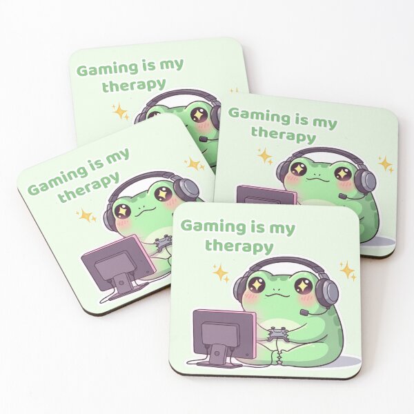 Item preview, Cute Gamer Frog – Gaming Is My Therapy Kawaii Gaming Design designed and sold by soletstudio.