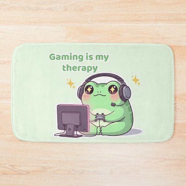 Item preview, Cute Gamer Frog – Gaming Is My Therapy Kawaii Gaming Design designed and sold by soletstudio.