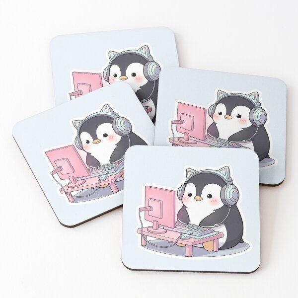Item preview, Cute Gamer Penguin with Headset – Kawaii Streaming & Gaming Design designed and sold by soletstudio.