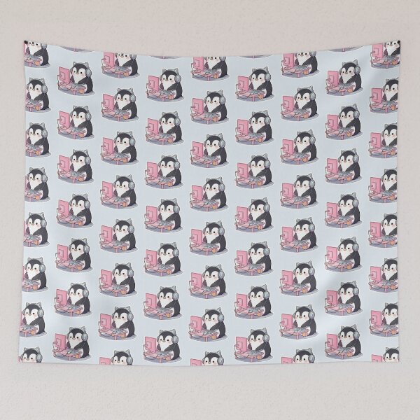 Item preview, Cute Gamer Penguin with Headset – Kawaii Streaming & Gaming Design designed and sold by soletstudio.