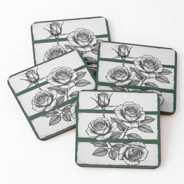 Item preview, Intricate Triple Rose Botanical Panel Sketch designed and sold by sanorastyle.