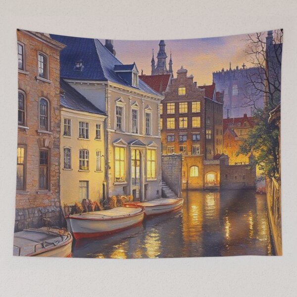 Item preview, Evening sun over a canal in Bruges designed and sold by sid1802.