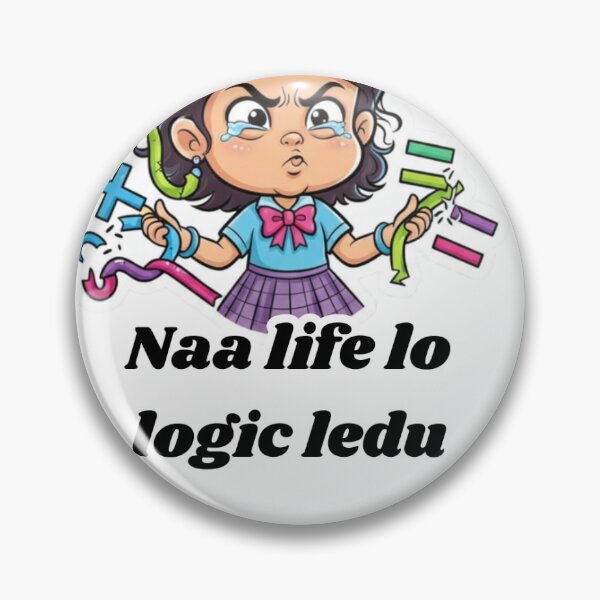Item preview, Naa Life Lo Logic Ledu Telugu Funny Meme Sticker | Relatable Telugu Quote Cartoon Sticker designed and sold by Designbybindu.