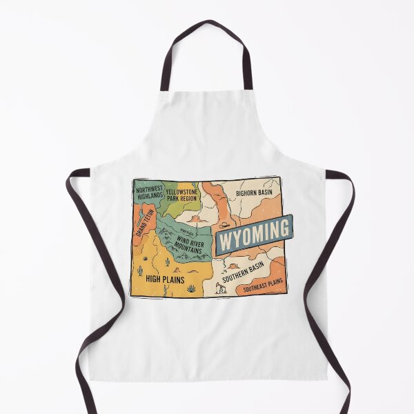 Item preview, Wyoming State Illustrated Map – Retro State Regions & Landmarks designed and sold by Paper Drip.
