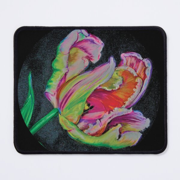 Item preview, tulip, white, velvet, colorful, black background designed and sold by Mevissart.