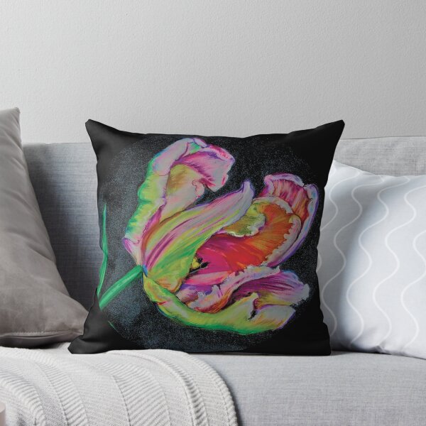 Item preview, tulip, white, velvet, colorful, black background designed and sold by Mevissart.