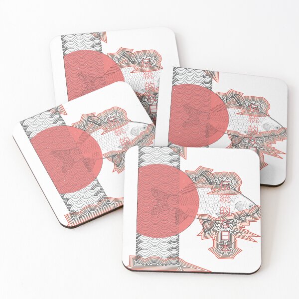 Item preview, Japanese Koi Fish with Rising Sun – Modern Asian Graphic Illustration designed and sold by Bianormal.