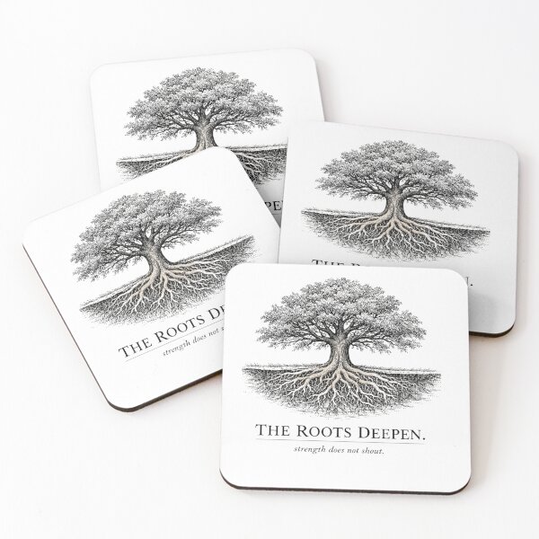 Item preview, Roots Deepen – Quiet Strength Tree Illustration | Minimal Nature Philosophy Design designed and sold by bazstees54.
