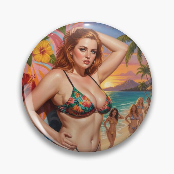 Item preview, young redhead with a surfboard on the beach designed and sold by Chubby Chase.