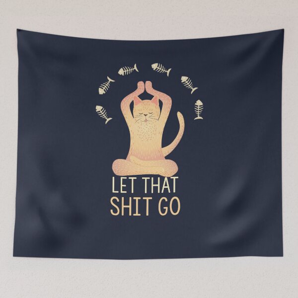 Item preview, Funny Cat Yoga T Shirt Let That Sh Go designed and sold by trendo.