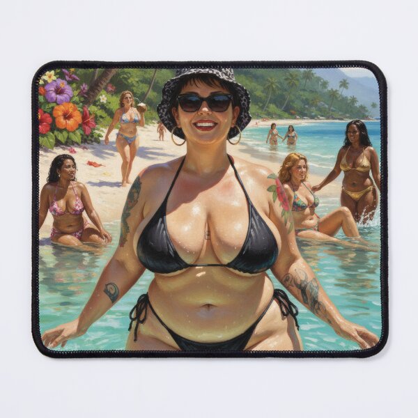 Item preview, thick lady washing on the beach designed and sold by Chubby Chase.
