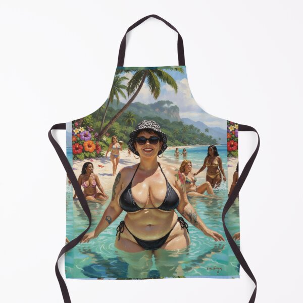 Item preview, thick lady washing on the beach designed and sold by Chubby Chase.