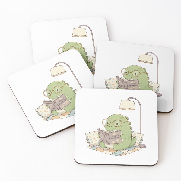 Item preview, Cozy Green Dinosaur Bookworm Reading Habit Art designed and sold by DinoPrints-shop.