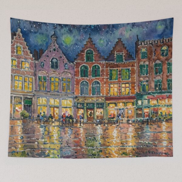 Item preview, Bruges market square in the evening designed and sold by sid1802.