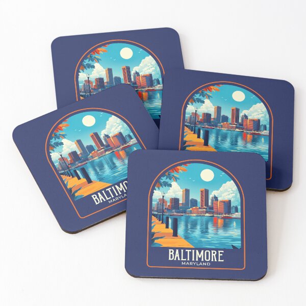 Item preview, Baltimore Vintage Travel Illustration designed and sold by HomeLivingCo.
