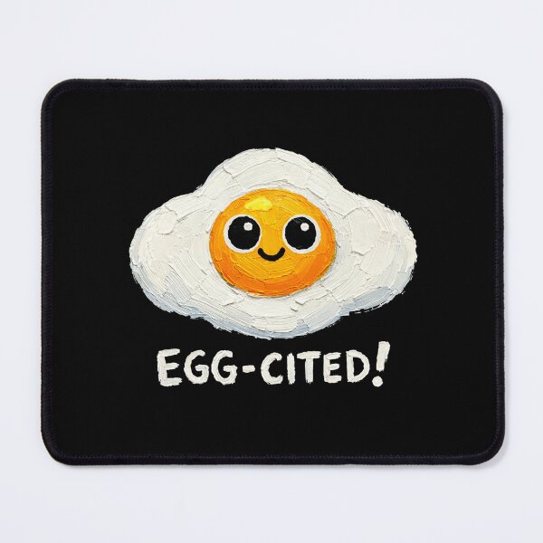 Item preview, Cute Fried Egg Cartoon – Egg-Cited Breakfast Pun designed and sold by Liv Solara.