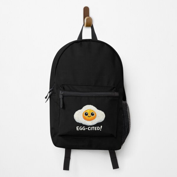 Item preview, Cute Fried Egg Cartoon – Egg-Cited Breakfast Pun designed and sold by Liv Solara.
