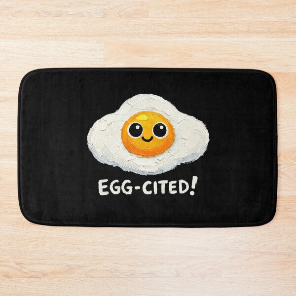Item preview, Cute Fried Egg Cartoon – Egg-Cited Breakfast Pun designed and sold by Liv Solara.