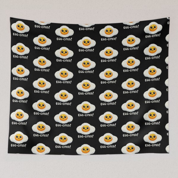 Item preview, Cute Fried Egg Cartoon – Egg-Cited Breakfast Pun designed and sold by Liv Solara.
