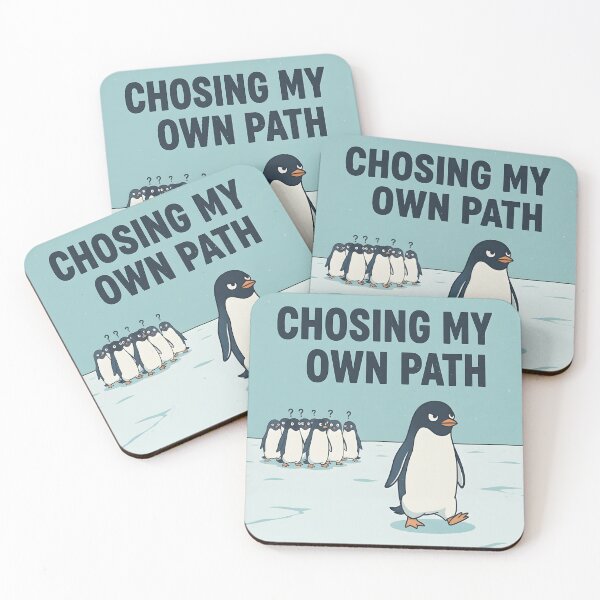 Item preview, Choosing My Own Path – Funny Penguin Illustration designed and sold by ArthUpscale.
