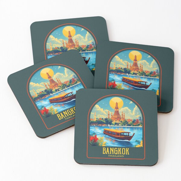 Artikelvorschau, Bangkok Vintage Reiseillustration entworfen und verkauft von HomeLivingCo.