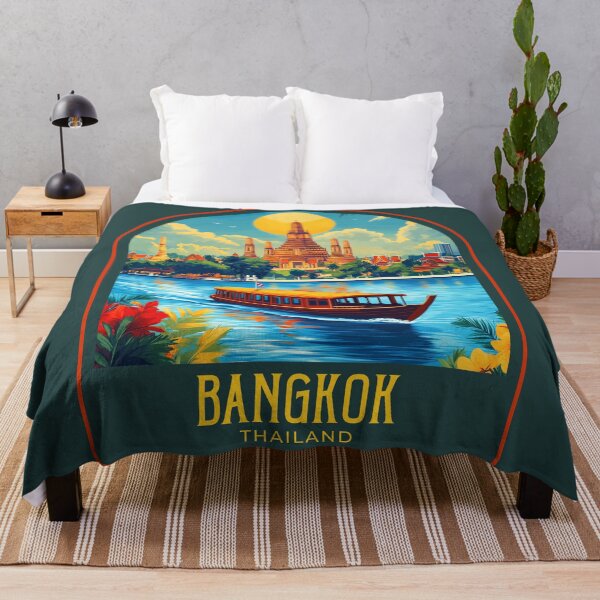 Item preview, Bangkok Vintage Travel Illustration designed and sold by HomeLivingCo.