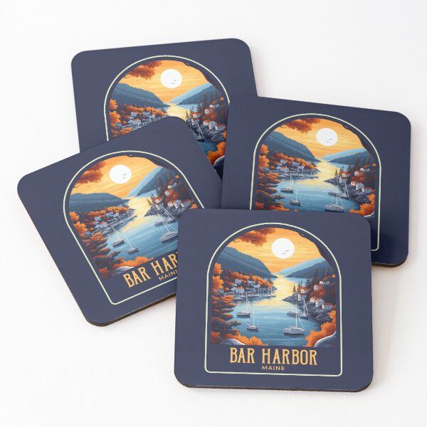 Item preview, Bar Harbor Vintage Travel Illustration designed and sold by HomeLivingCo.