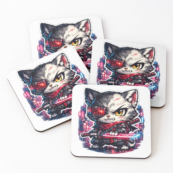 Item preview, Chibi Cyberpunk Samurai Cat Anime T-Shirt – Cute Neon Kawaii Warrior Design designed and sold by zilanom.