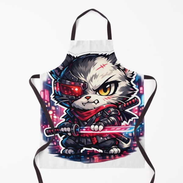 Item preview, Chibi Cyberpunk Samurai Cat Anime T-Shirt – Cute Neon Kawaii Warrior Design designed and sold by zilanom.