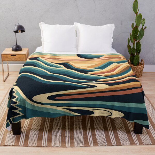 Item preview, Geometric Mountain Valley with Sun and River designed and sold by InkSmithery.