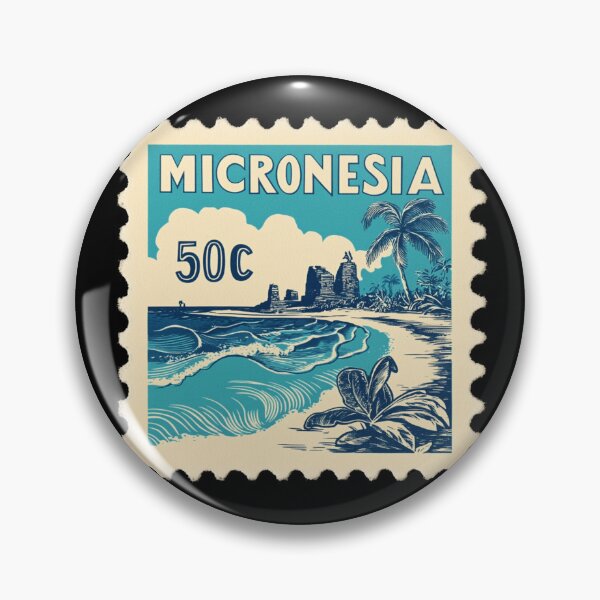 Item preview, Vintage Micronesia Postage Stamp Art - Nan Madol & Pacific Coast designed and sold by tiigerdad.