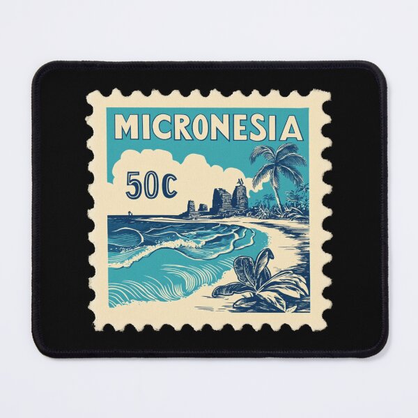 Item preview, Vintage Micronesia Postage Stamp Art - Nan Madol & Pacific Coast designed and sold by tiigerdad.