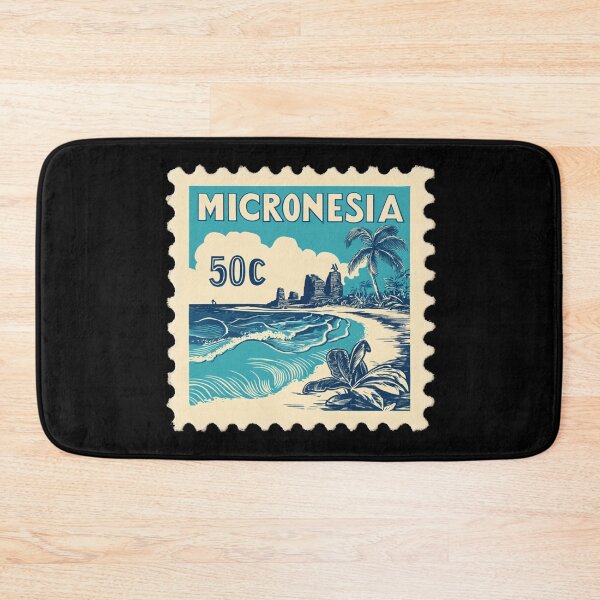 Item preview, Vintage Micronesia Postage Stamp Art - Nan Madol & Pacific Coast designed and sold by tiigerdad.