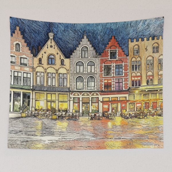 Item preview, Bruges market square in the evening designed and sold by sid1802.