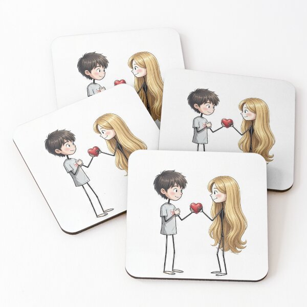 Item preview, Stick Figure Boy Giving Girl His Heart designed and sold by Maria Dryfhout.