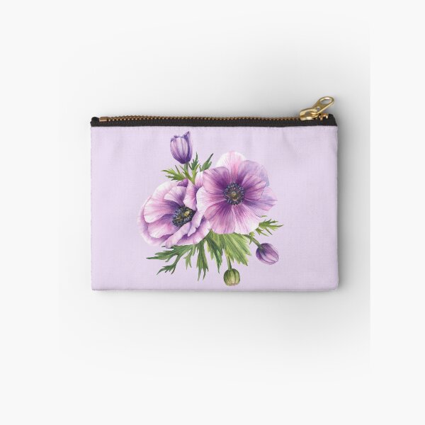Item preview, Copy of Purple flowers Anemone with buds, leaves. Watercolor blooming bouquet of flowers designed and sold by BartolArt.