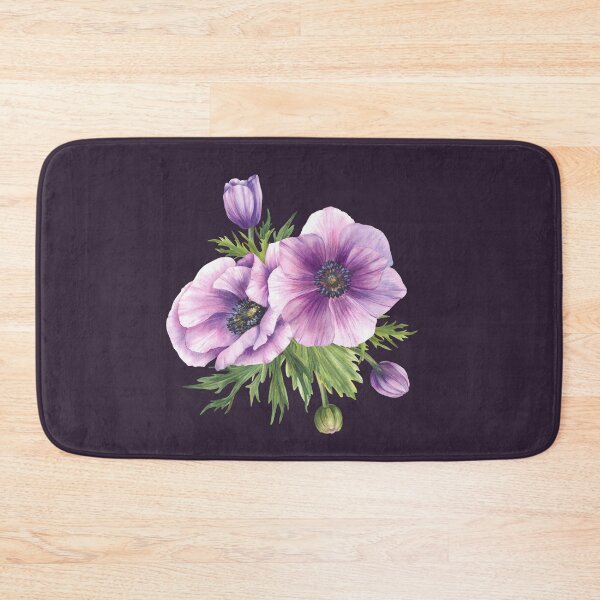 Item preview, Copy of Purple flowers Anemone with buds, leaves. Watercolor blooming bouquet of flowers designed and sold by BartolArt.