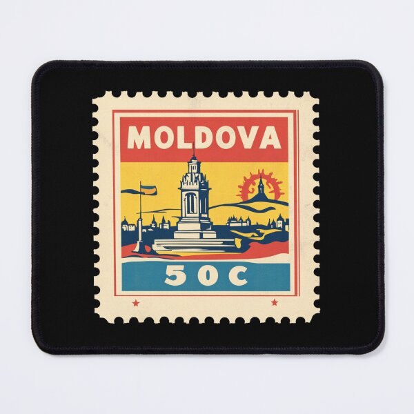 Item preview, Vintage Moldova Postage Stamp Art - Bell Tower & Skyline designed and sold by tiigerdad.