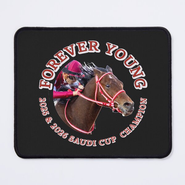 Item preview, Forever Young 2025 and 2026 Saudi Cup Champion horse racing design designed and sold by Ginny Luttrell.